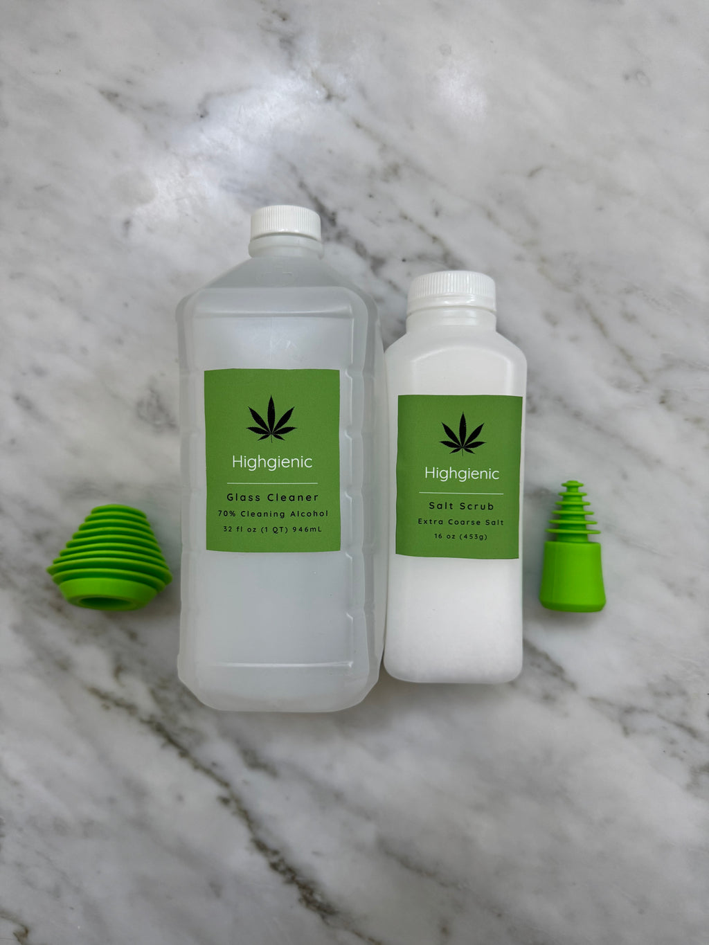 Highgienic Essentials Plus+ Kit - Complete Bong & Pipe Cleaning Kit with Silicone Caps
