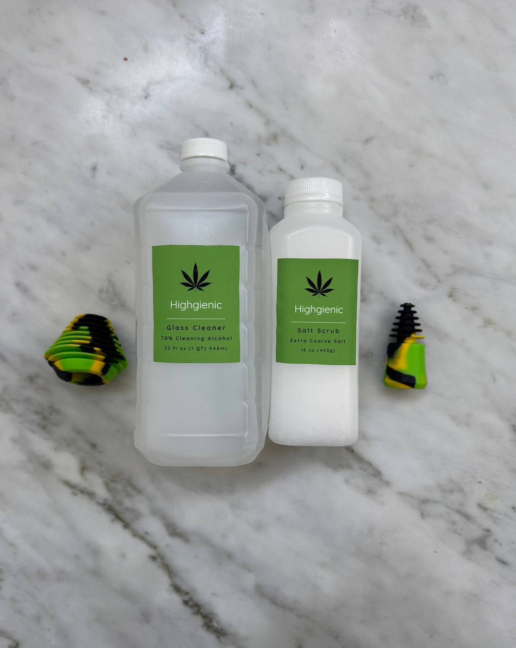 Highgienic Essentials Plus+ Kit - Complete Bong & Pipe Cleaning Kit with Silicone Caps