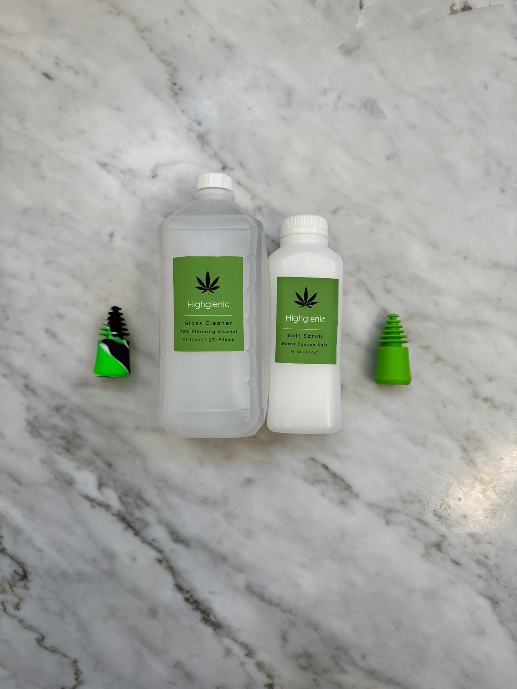 Highgienic Essentials Plus+ Kit - Complete Bong & Pipe Cleaning Kit with Silicone Caps